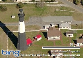 Oblique aerial view of the Tybee Island lighthouse